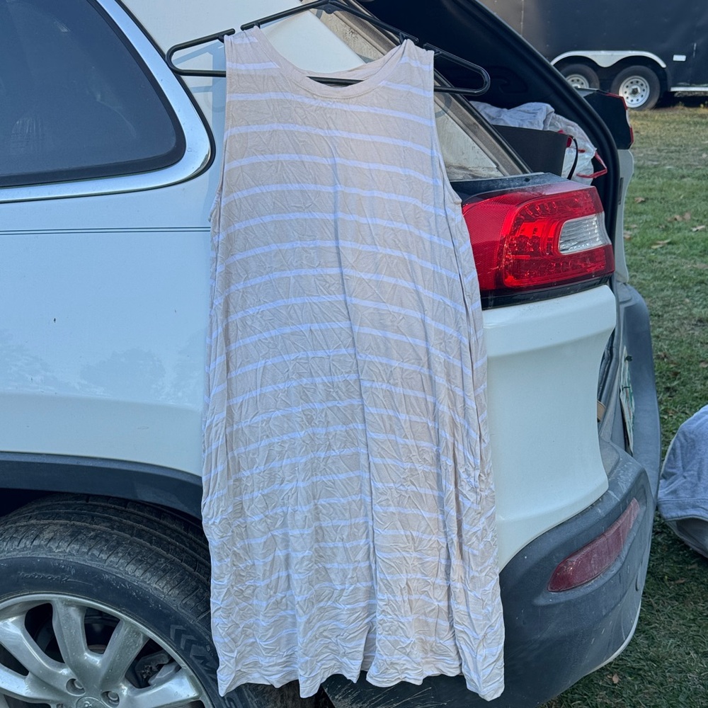Sleeveless Creme Striped Dress